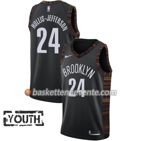 Maillot Basket Brooklyn Nets Rondae Hollis-Jefferson 24 2018-19 Nike City Edition Noir Swingman - Enfant